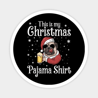 This Is My Christmas Pajama Shirt Beer Dog Santa Hat Christmas Magnet